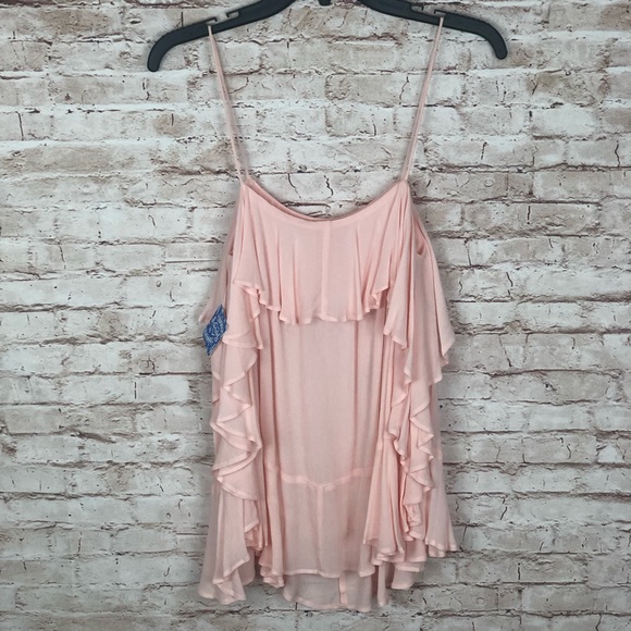 Free People Ruffle Sleeveless Cascades Tank Light Pink NWT Size XS - Picture 7 of 8